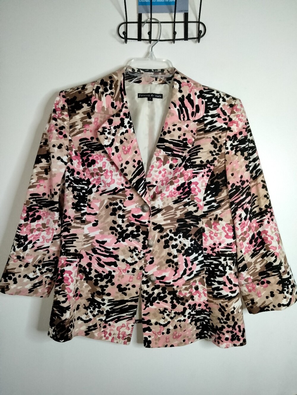 Preston & York (Size 12) Multicolor Abstract-Print Linen Blend LS Button Blazer